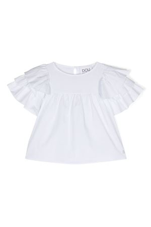 White cotton blend blouse DOUUOD KIDS | DU5A31Z1219100